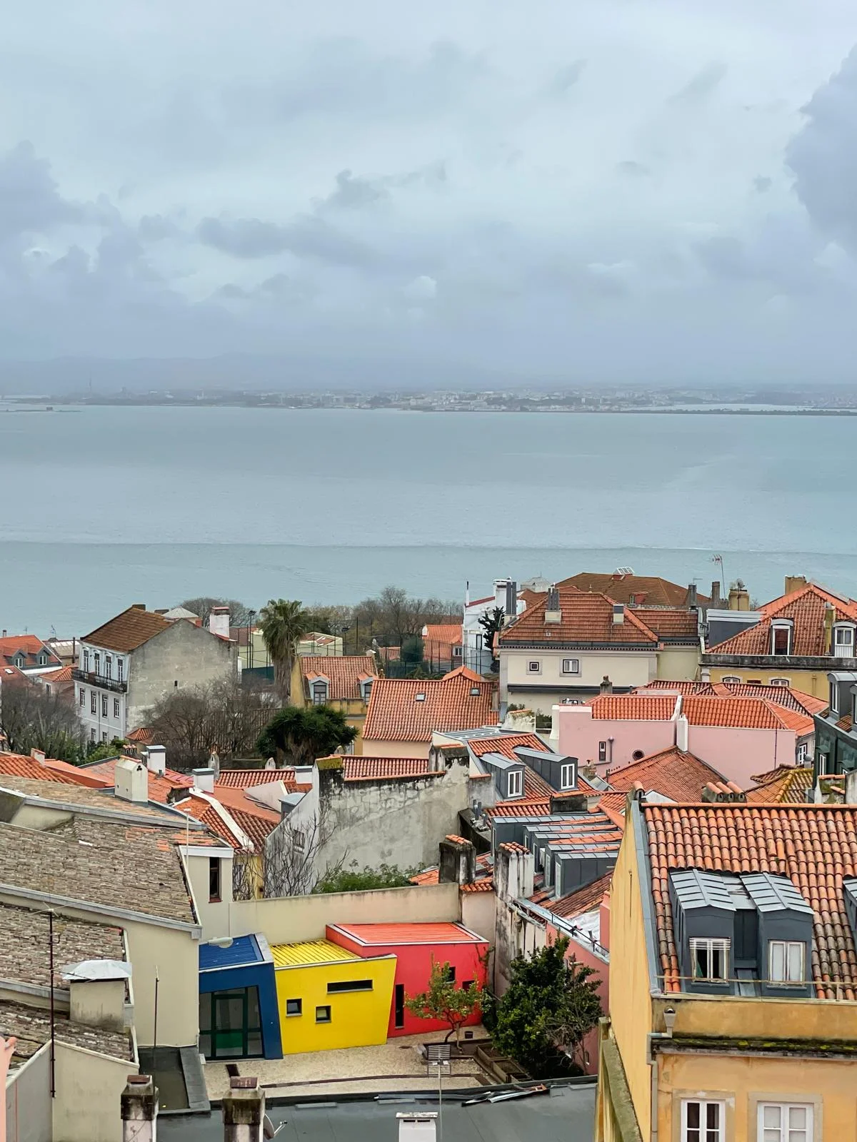Toits face à une vaste étendue d’eau